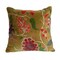 Hello Honey Cotton Blend Velvet Printed Pillow with Flowers and Mini Pom Pom Trim, Multicolor